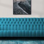 Obeisance Tufted Upholstered 3 Seater Sofa in Blue colour