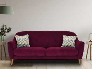 Simplistic 3 Seater Sofa In Mulberry Colour