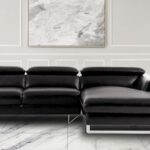 Ultra Modern LHS 2 Seater Sofa with Lounger in Black Colour