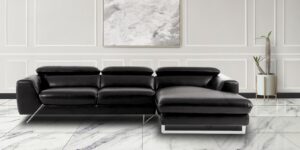 Ultra Modern LHS 2 Seater Sofa with Lounger in Black Colour