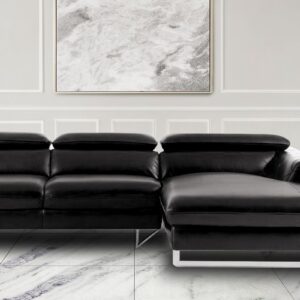 Ultra Modern LHS 2 Seater Sofa with Lounger in Black Colour