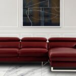 Ultra Modern LHS 2 Seater Sofa with Lounger in Dark Cherry Colour
