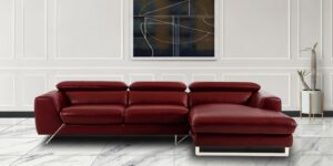 Ultra Modern LHS 2 Seater Sofa with Lounger in Dark Cherry Colour