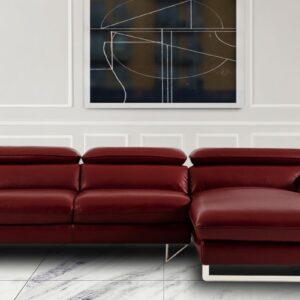 Ultra Modern LHS 2 Seater Sofa with Lounger in Dark Cherry Colour