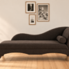 Modern Scroll Velvet Chaise Lounger in Brown  Color