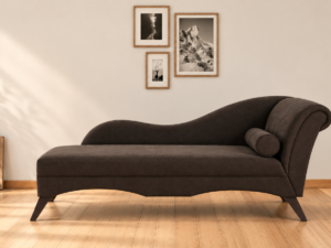 Modern Scroll Velvet Chaise Lounger in Brown  Color