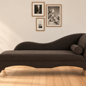 Modern Scroll Velvet Chaise Lounger in Brown  Color