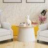 Wing Chair in Off White Colour by Dreamzz Furniture