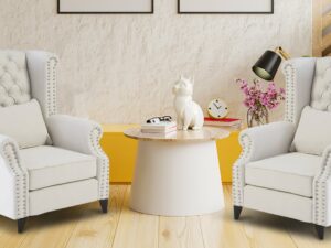 Wing Chair in Off White Colour by Dreamzz Furniture