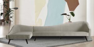 Vivacious Sofa with Lounger in Grey Colour