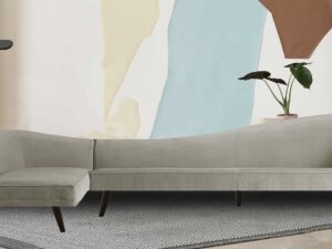 Vivacious Sofa with Lounger in Grey Colour