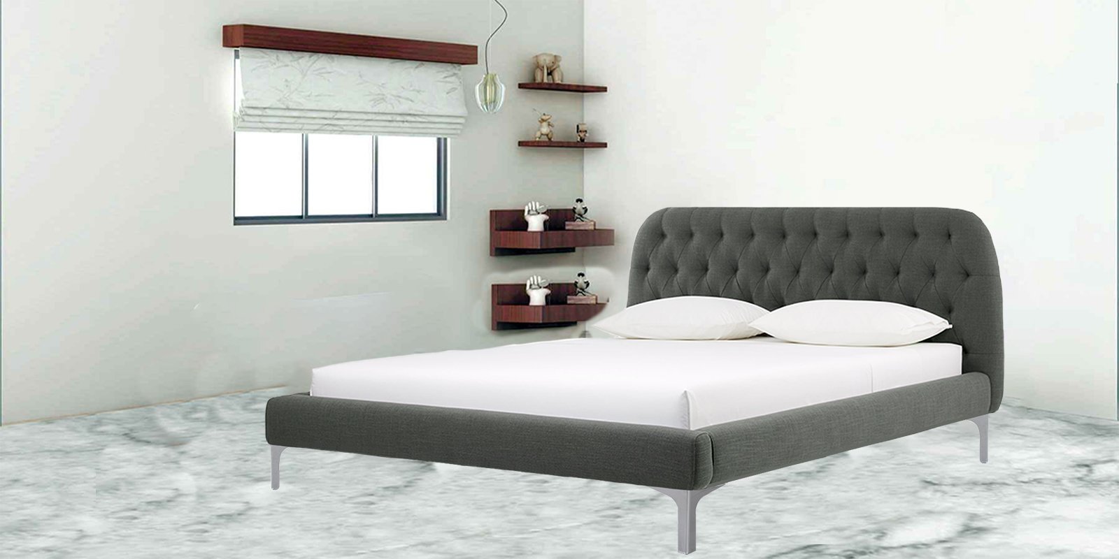 Beauforts Tufted Upholstered King Size Bed