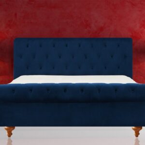 Elvira Upholstered King size Bed in Navy Blue Colour