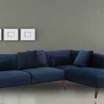 Distinguished LHS Two Seater Sofa with Lounger in Navy Blue Colour