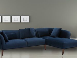 Distinguished LHS Two Seater Sofa with Lounger in Navy Blue Colour