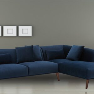 Distinguished LHS Two Seater Sofa with Lounger in Navy Blue Colour