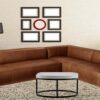 Dazzling L Shape Upholstered Sofa in Tan Brown Leatherette