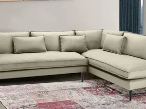 Mireya Fabric LHS Sectional Sofa (3+ Lounger) In Beige Colour