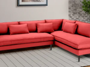 Mireya Fabric LHS Sectional Sofa (3+ Lounger) In  Carmine Pink Color