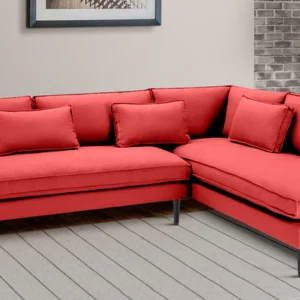 Mireya Fabric LHS Sectional Sofa (3+ Lounger) In  Carmine Pink Color