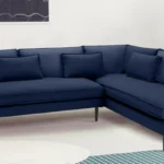 Mireya Fabric LHS Sectional Sofa (3+ Lounger) In Navy Blue Colour