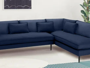 Mireya Fabric LHS Sectional Sofa (3+ Lounger) In Navy Blue Colour