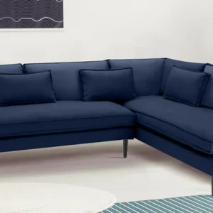 Mireya Fabric LHS Sectional Sofa (3+ Lounger) In Navy Blue Colour
