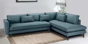 Mireya Fabric LHS Sectional Sofa (3+ Lounger) In Smoke Grey Colour