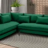 Mireya Fabric LHS Sectional Sofa (3+ Lounger) In Dark Green Colour