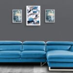 Ultra Modern LHS 2 Seater Sofa with Lounger in Blue Colour