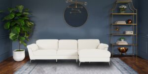 Honora LHS Sofa with Lounger in White Colour
