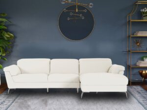 Honora LHS Sofa with Lounger in White Colour