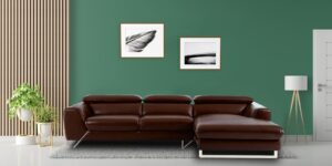 Ultra Modern LHS 2 Seater Sofa with Lounger in Brown Colour